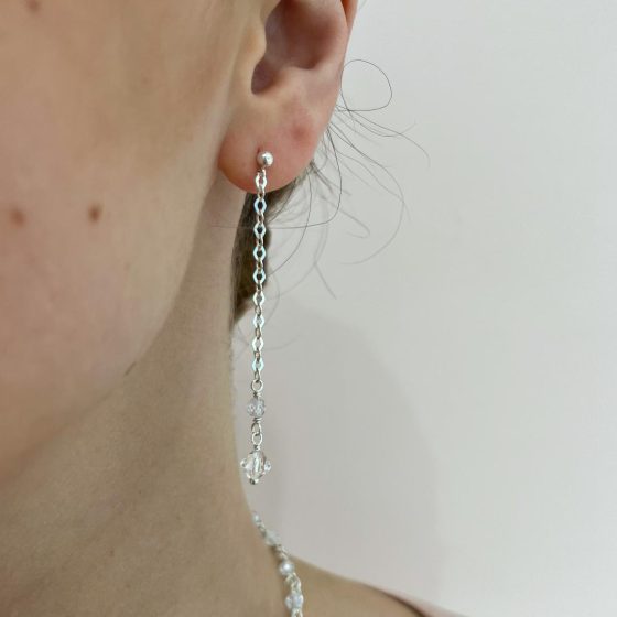 ΣΚΟΥΛΑΡΙΚΙΑ ΚΡΕΜΑΣΤΑ ΑΠΟ ΑΣΗΜΙ 925 ΜΕ ΛΕΥΚΑ ZIRCON - Image 5