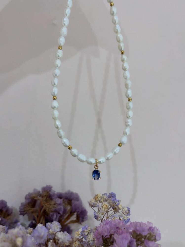 ΚΟΛΙΕ ΜΟΝΟΠΕΤΡΟ ΜΕ ΜΠΛΕ ZIRCON & ΜΑΡΓΑΡΙΤΑΡΙΑ ΤΟΥ ΓΛΥΚΟΥ ΝΕΡΟΥ