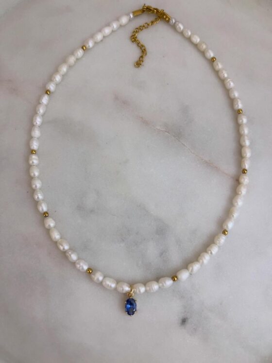 ΚΟΛΙΕ ΜΟΝΟΠΕΤΡΟ ΜΕ ΜΠΛΕ ZIRCON & ΜΑΡΓΑΡΙΤΑΡΙΑ ΤΟΥ ΓΛΥΚΟΥ ΝΕΡΟΥ - Image 2