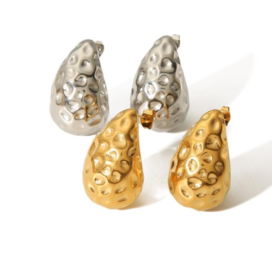 ΣΚΟΥΛΑΡΙΚΙΑ HAMMERED TEARDROPS ΑΠΟ ΑΝΟΞΕΙΔΩΤΟ ΑΤΣΑΛΙ