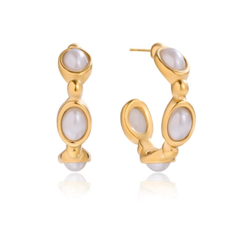 ΣΚΟΥΛΑΡΙΚΙΑ VINTAGE PEARL HOOPS ΑΠΟ ΑΝΟΞΕΙΔΩΤΟ ΑΤΣΑΛΙ