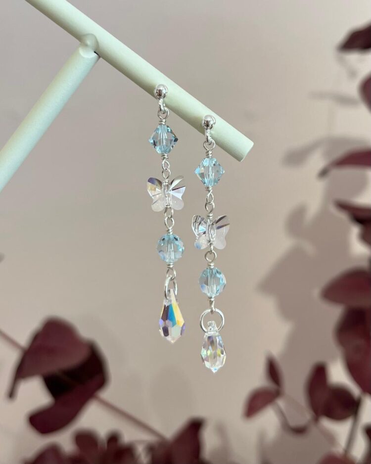 ΣΚΟΥΛΑΡΙΚΙΑ BLUE FAIRY ΜΕ ΚΡΥΣΤΑΛΛΑ ΑΠΟ ΑΣΗΜΙ 925