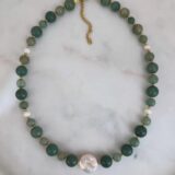 ΚΟΛΙΕ DARK GREEN FALL ΜΕ ΗΜΙΠΟΛΥΤΙΜΟΥΣ ΛΙΘΟΥΣ