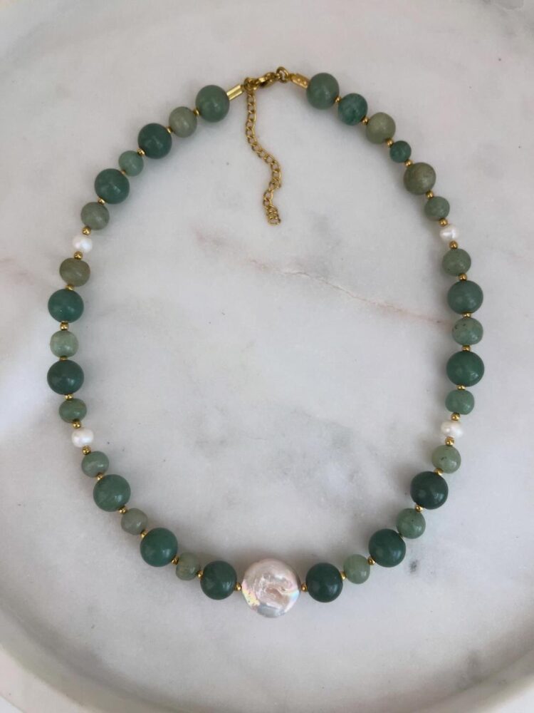 ΚΟΛΙΕ DARK GREEN FALL ΜΕ ΗΜΙΠΟΛΥΤΙΜΟΥΣ ΛΙΘΟΥΣ