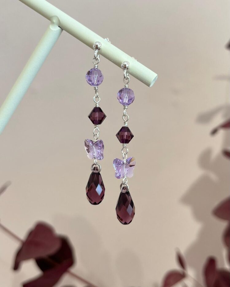 ΣΚΟΥΛΑΡΙΚΙΑ LILAC FAIRY ΜΕ ΚΡΥΣΤΑΛΛΑ ΑΠΟ ΑΣΗΜΙ 925