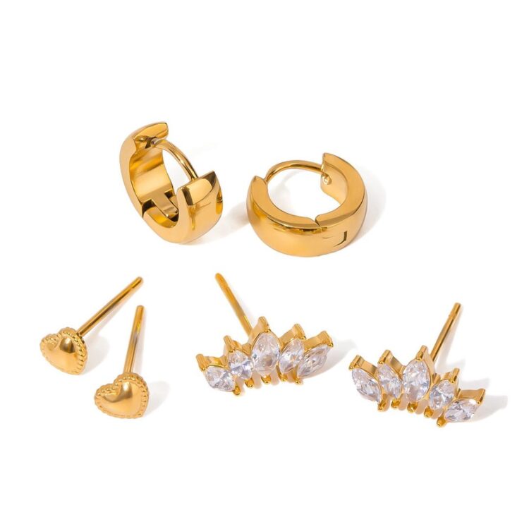 EARRINGS SET MINI GLAM ΑΠΟ ΑΝΟΞΕΙΔΩΤΟ ΑΤΣΑΛΙ