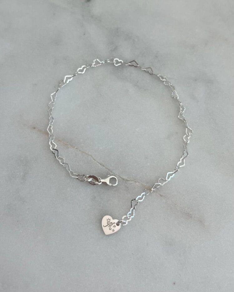 ΒΡΑΧΙΟΛΙ ΚΑΡΔΙΕΣ ΜΕ LOGO PRINCESS ME ΑΠΟ ΑΣΗΜΙ 925