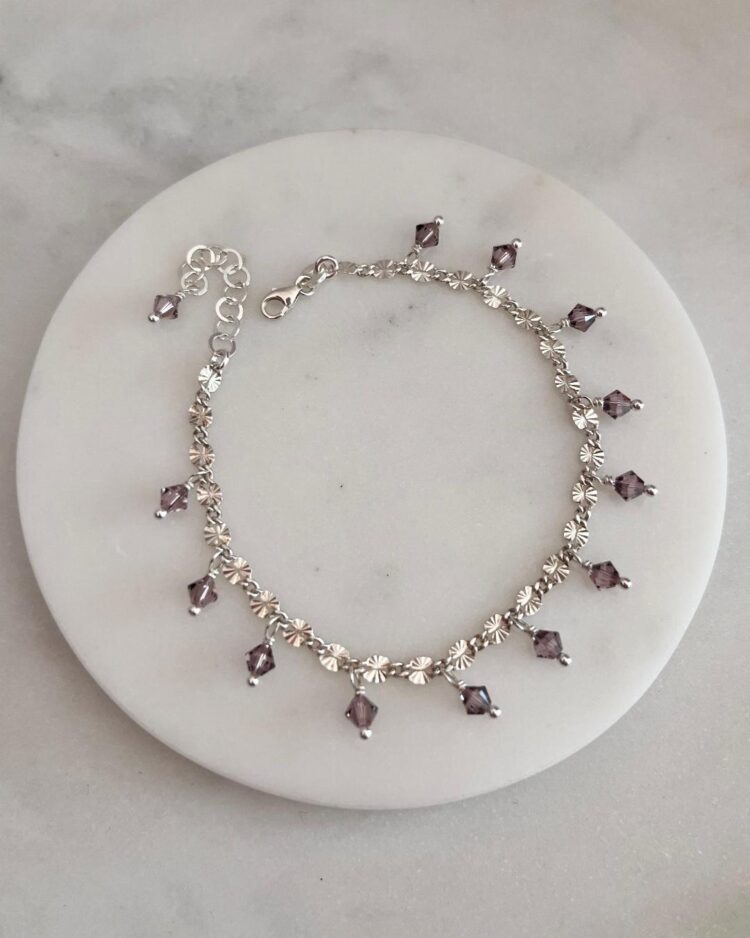 ΒΡΑΧΙΟΛΙ ΜΕ ΑΛΥΣΙΔΑ ΚΑΙ ΚΡΕΜΑΣΤΑ ΚΡΥΣΤΑΛΛΑ ΑΠΟ ΑΣΗΜΙ 925