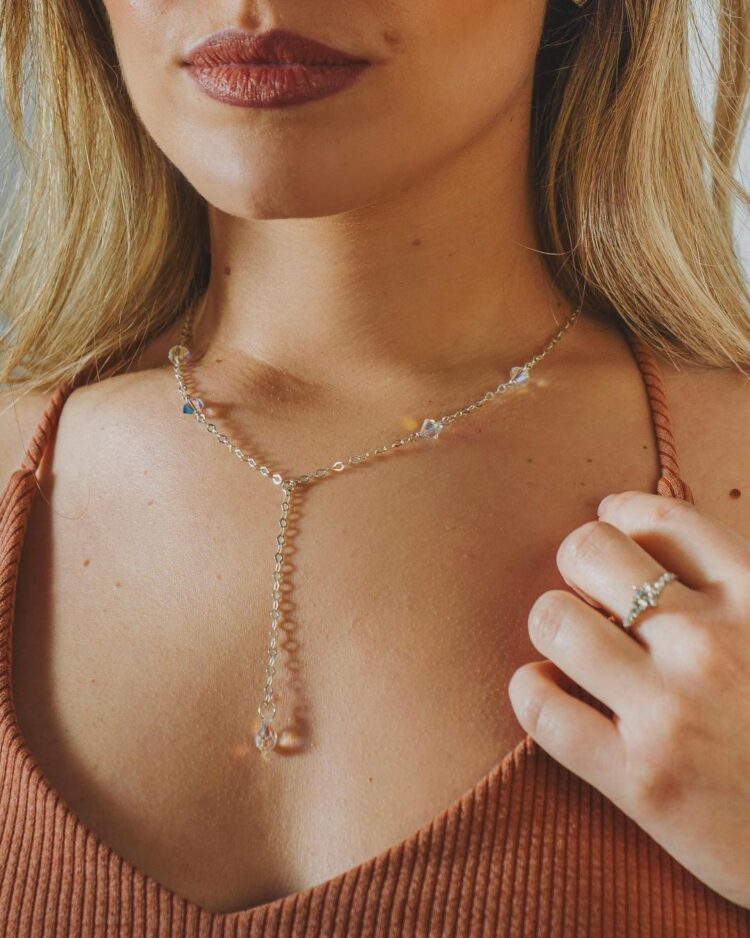 ΚΟΛΙΕ ΓΡΑΒΑΤΑ ΜΕ ΑΛΥΣΙΔΑ ΡΟΜΒΟ ΚΑΙ ΚΡΥΣΤΑΛΛΑ ΑΠΟ ΑΣΗΜΙ 925