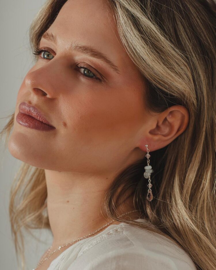 ΣΚΟΥΛΑΡΙΚΙΑ ΜΕ ΗΜΙΠΟΛΥΤΙΜΟΥΣ ΛΙΘΟΥΣ & ΚΡΥΣΤΑΛΛΙΝΑ ΔΑΚΡΥΑ ΑΠΟ ΑΣΗΜΙ 925