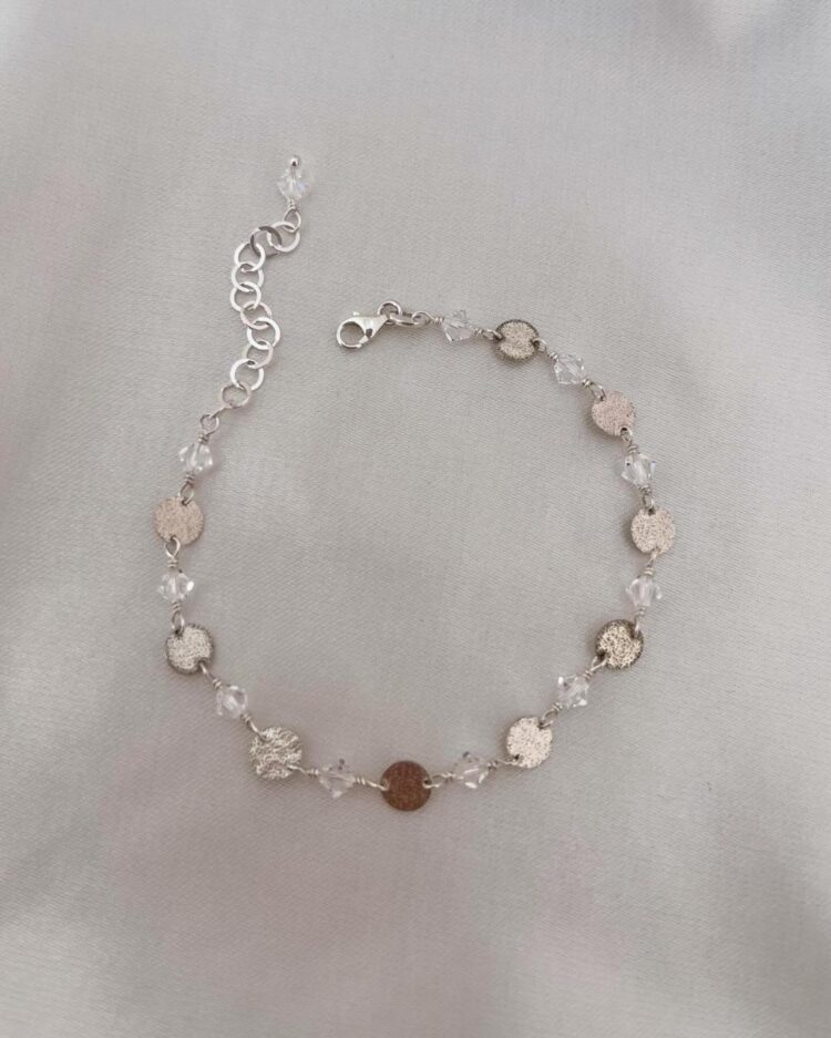 ΒΡΑΧΙΟΛΙ ΜΕ ΦΛΟΥΡΑΚΙΑ ΠΛΕΓΜΕΝΟ ΜΕ ΚΡΥΣΤΑΛΛΑ ΣΤΗΝ ΑΠΟΧΡΩΣΗ ΤΗΣ ΕΠΙΛΟΓΗΣ ΣΟΥ ΑΠΟ ΑΣΗΜΙ 925